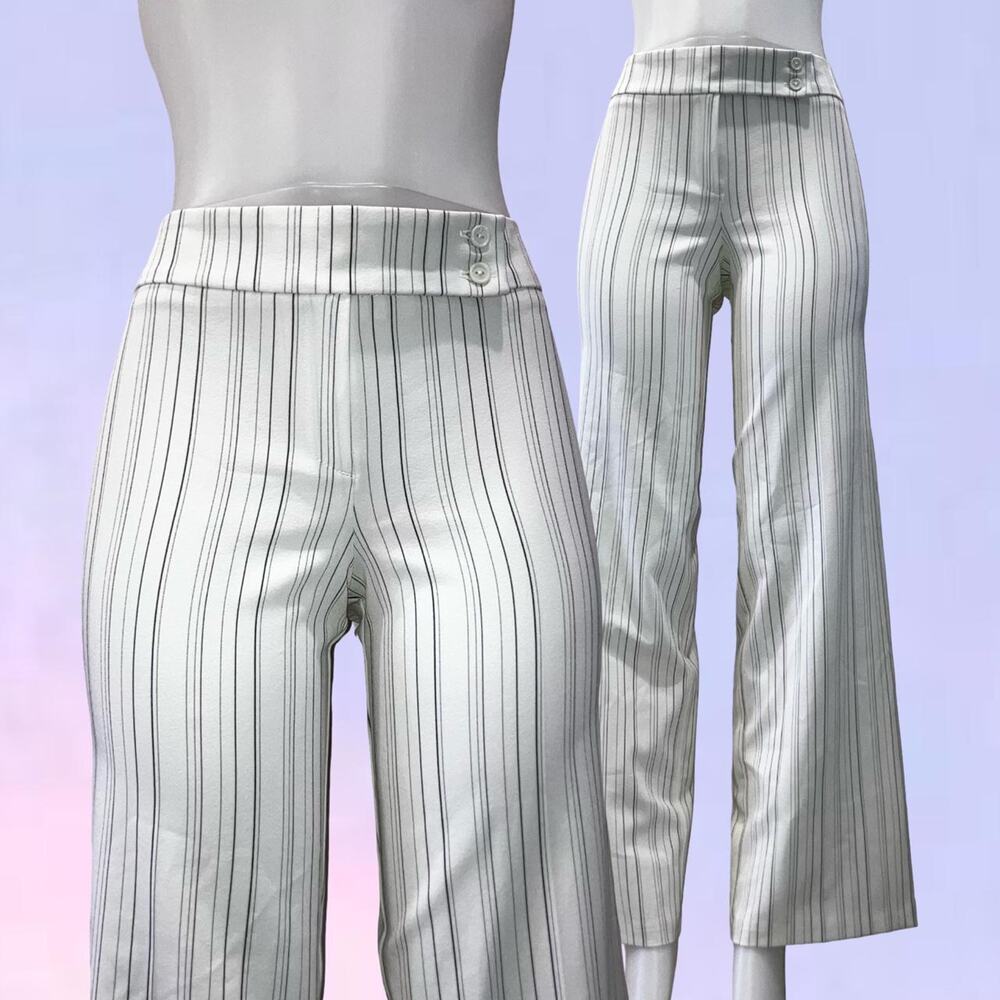 Vintage 90s y2k white pinstriped office siren flare pants